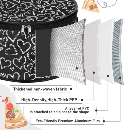 Pickmesh Round Pie Carrier 12 x 7 Inch Insulated Casserole Carriers with Lid and Detachable Handle for Hot or Cold Food Cake Transport Thanksgiving Christmas Gift(Cyan White Zigzag)