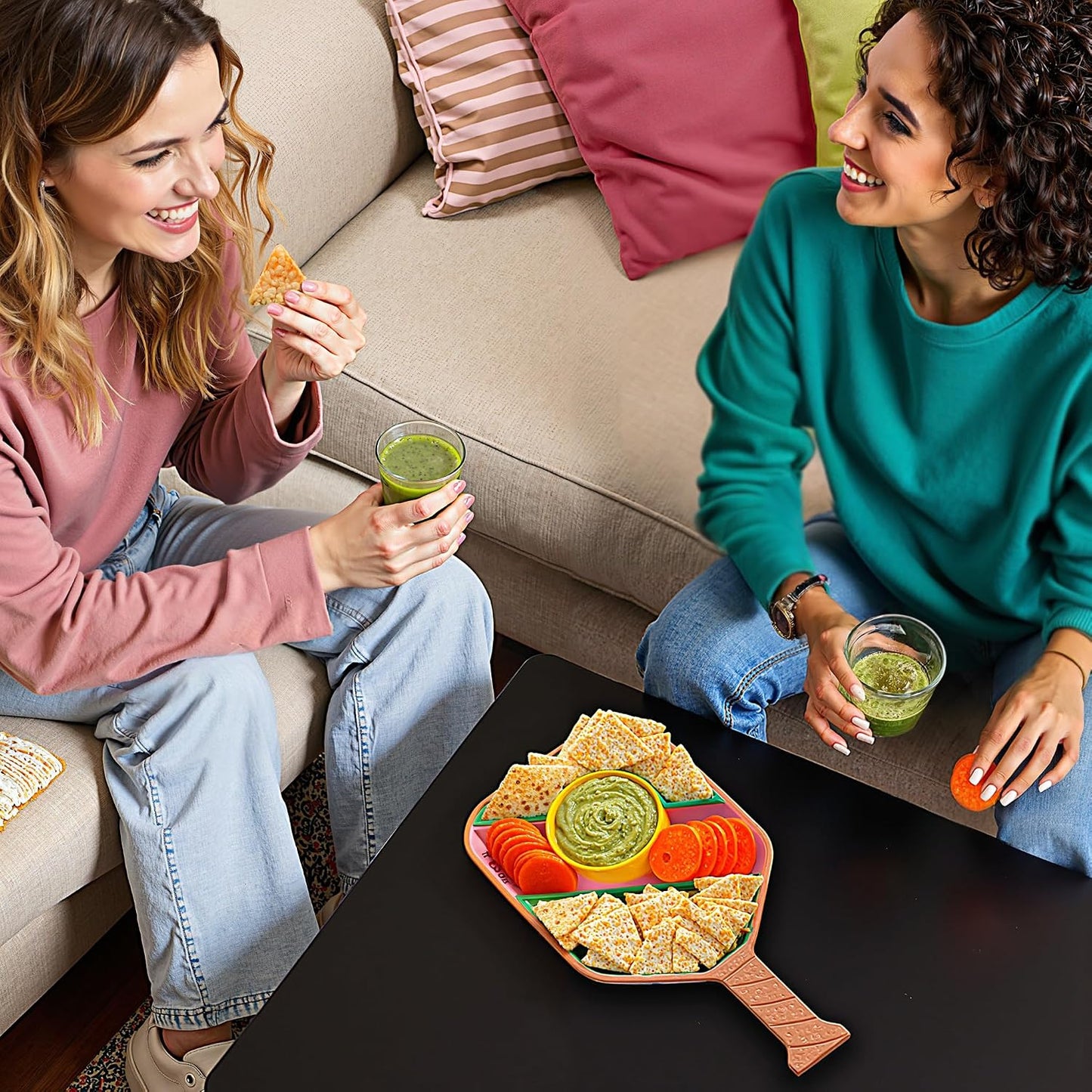 Pickleball Paddle Snack Tray - Cool Pickleballs Serving Tray for Snack - Paddle-Shaped Serving Tray with Compartments - Unique Divided Snack Trays for Pickleball Fans