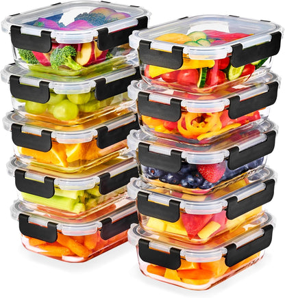 Sorbus 16pc (8 Rectangular 35oz Food Storage Containers and 8 Airtight Lids) – 4.4 Cup Glass Meal Prep Containers, Dishwasher, Freezer, and Oven Safe – Reusable Glass Food Containers for Meal Prep