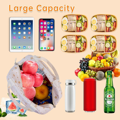 Lunch Bag for Women Men Girl,Large Cute Corduroy Lunch Tote Bags - Reusable Insulated Lunch Box for women with Handle, Leakproof WaterProof Design for Office, School, Work,Picnic.
