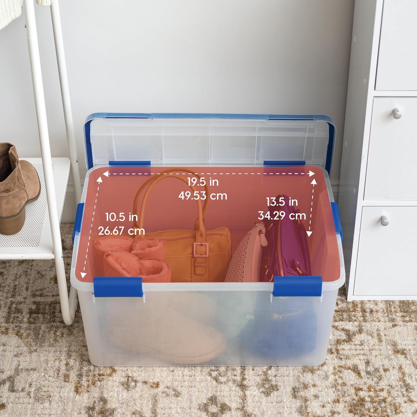 IRIS USA WeatherPro 16 Qt Storage Bins with Lids, 3 Pack, BPA-Free Plastic Gasket Box with Tight Latch and Seal, Stackable Nestable Tote Tub - Clear/Blue
