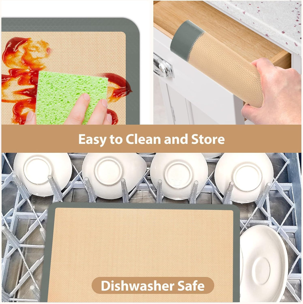 Koolstuffs Silicone Baking Mat, Nonstick and Reusable, 3 Pack