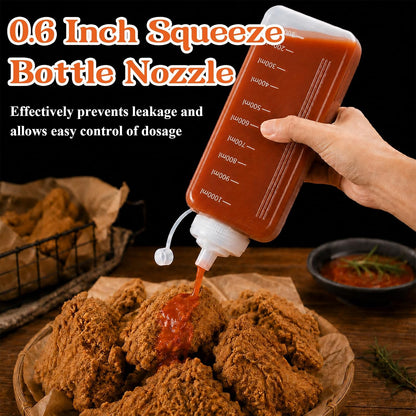 10 Pcs Large Condiment Squeeze Bottle, 34/20oz Wide Mouth Bottle with Cap