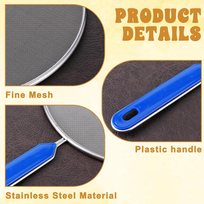 1PCS Splatter Screen for Frying Pan, 8Inch Stainless Steel Splatter Guard for Frying Pan Cooking Pots Food Strainer and Universal Cookware for Cooking, Kitchen Splash Guard No Oil Mess, No Burns(Blue)