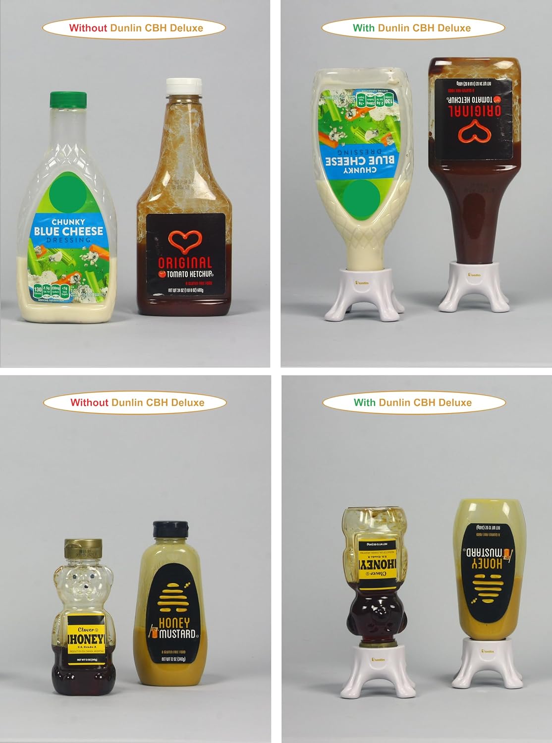 Dunlin - Condiment Bottle Holder (CBH) Deluxe - 1 Small (CBH 500) and 1 Large (CBH 1000), Matte Black - Upside Down Bottle Emptying Holders