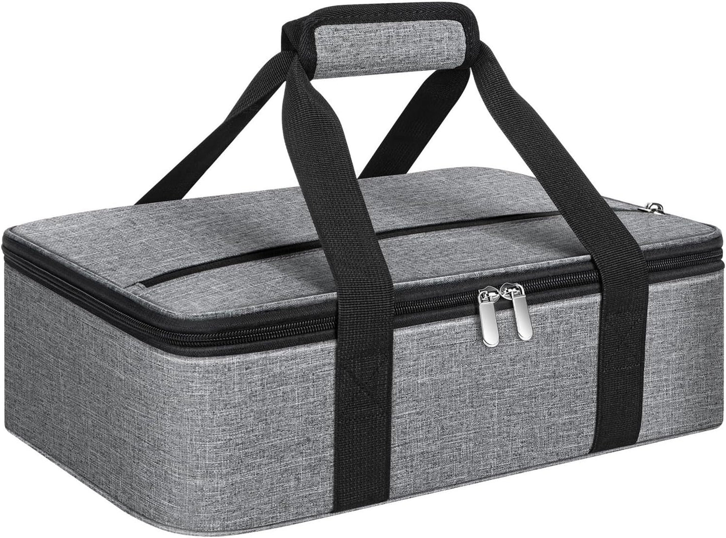 Insulated Casserole Carrier, Portable Casserole Carrier for Hot or Cold Food Lunch Tote Warmer or Cooler Bag, Lasagna Lunch Bag for Potluck Parties- Fits 9" x 13" Baking Dish-Charcoal Grey