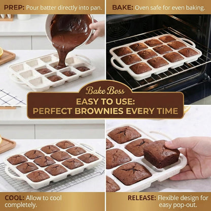 2-Pack Silicone Muffin Pan Set – Regular 12 Cup & Mini 24-Cup Silicone Muffin Pans for Baking – Nonstick Silicone Cupcake Pan with Metal-Reinforced Handles – BPA-Free, Dishwasher-Safe, Cream