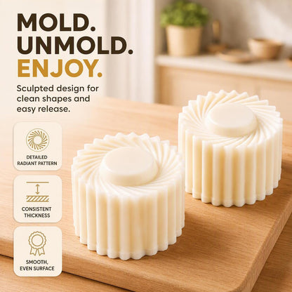 Sunflower-Patterned Round Hand-Press Mooncake Mold for DIY Cookie Mooncake