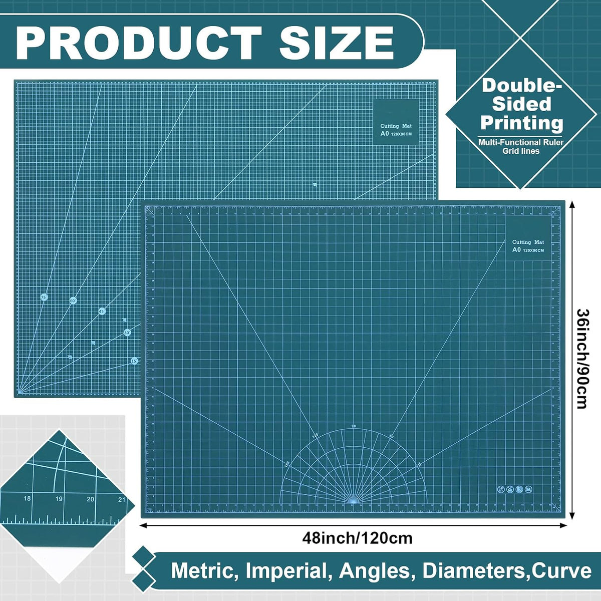 Pangda 1 Pcs 36 x 48 in Large Self Healing Cutting Mat for Sewing, Green
