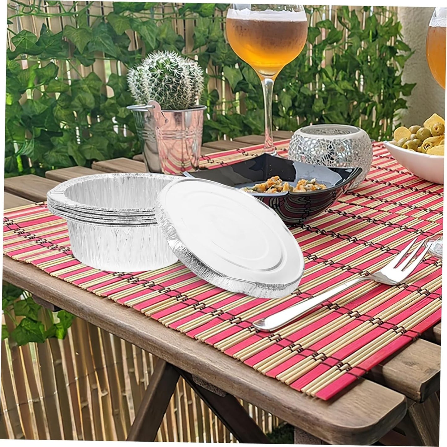5Pcs Disposable Aluminum Foil Pans with Lids Leakproof Baking Trays for Cooking Roasting and Food Storage for Outdoor Picnics and Meal Prep