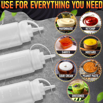 HYQO Small Squeeze Bottles for Sauces, 4 Oz Plastic with Cuttable Tip