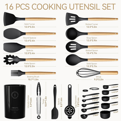 Silicone Kitchen Utensils Set, Heat-Resistant Cooking Utensils, BPA-Free