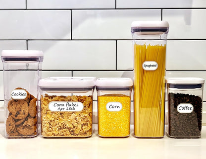 Removable Expiration Date Labels for Food Containers, Waterproof Food Storage Labels for Deli Containers, Best By Pantry Label, Freezer Refrigerator Label, Write On Kitchen Organization Label