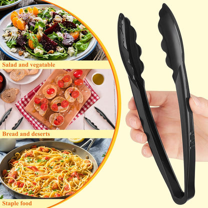 Plastic Tongs, 9 Inch Disposable Serving Tongs,Black