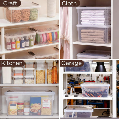 Citylife 6Packs 7.8Qt Plastic Storage Bins with Lids, Clear Organizer | Stackable totes Containers for Craft Supplies, Documents,Garage,Toys,Office and Classroom