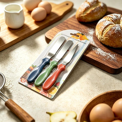 BoAn 3-Piece Stainless Steel Cake Decorating Spatulas with Straight, Offset & Tapered Blades, Small Frosting Spatula Set with Non-Slip Handle for Baking, Pastry, Cookie & Cake Decorating