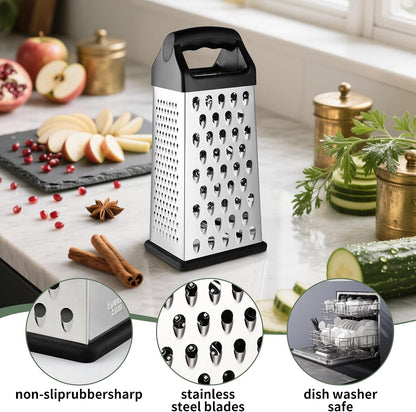 Kaishun Mini Cheese Grater,4-Sided Box Grater for Cheese, Vegetable & Fruit