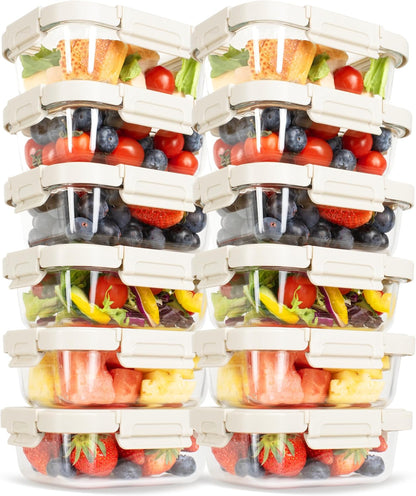 Simple Deluxe Meal Prep Food Containers with Exclusive Glass Lids, Glass Storage Containers with Lids, BPA-Free, Glass Lunch Boxes for Lunch, Pantry Organizers, Freezer to Oven Safe, 4 Pack