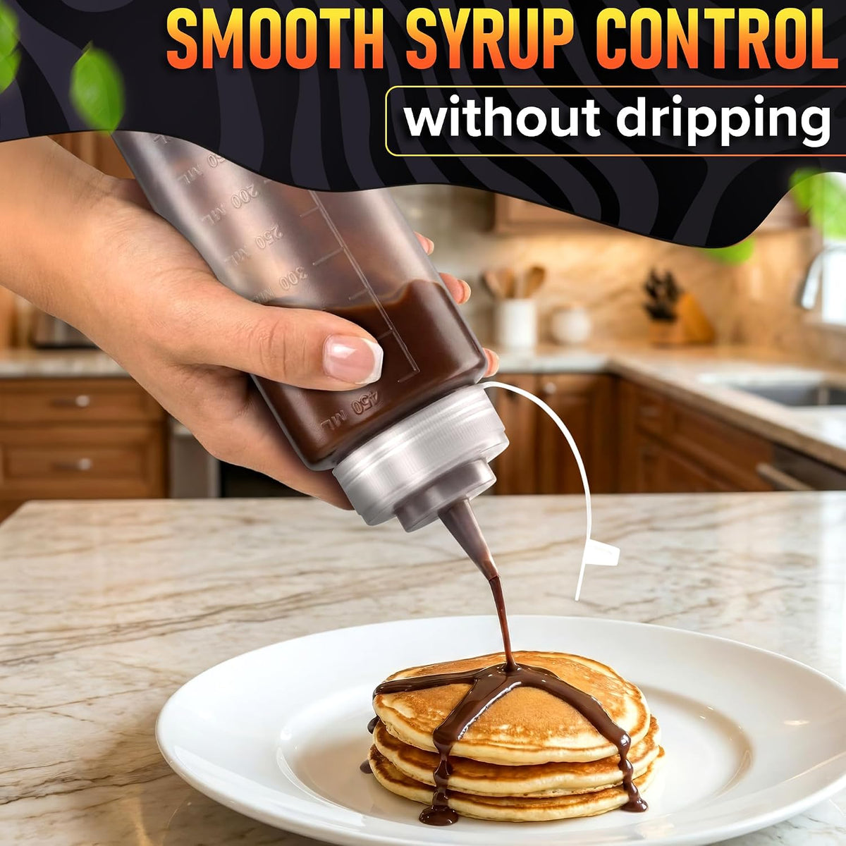 BURIUS Inverted Condiment Squeeze Bottles 16 oz for Sauces, Honey