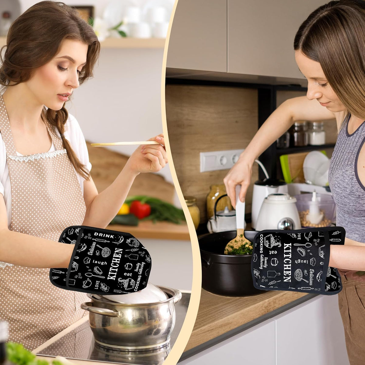 Dark Kitchen Pot Holders 2 Pack Set, Gifts for Cooking Lovers, Chef Gifts for Men Women, Retro Cook Chef Heat Resistant Oven Hot Pads for Kitchen Countertop Baking，075 Potholder