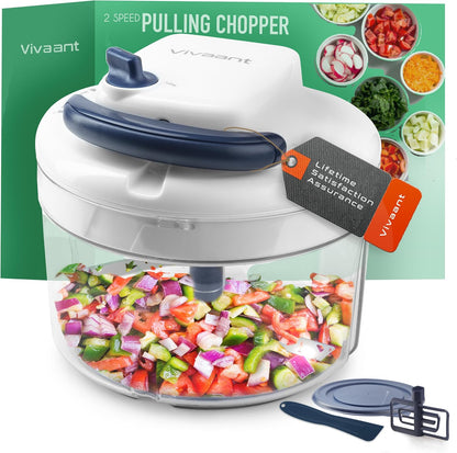 Vivaant Hand Pull Manual Food Chopper, Onion Chopper Vegetable Cutter Dicer