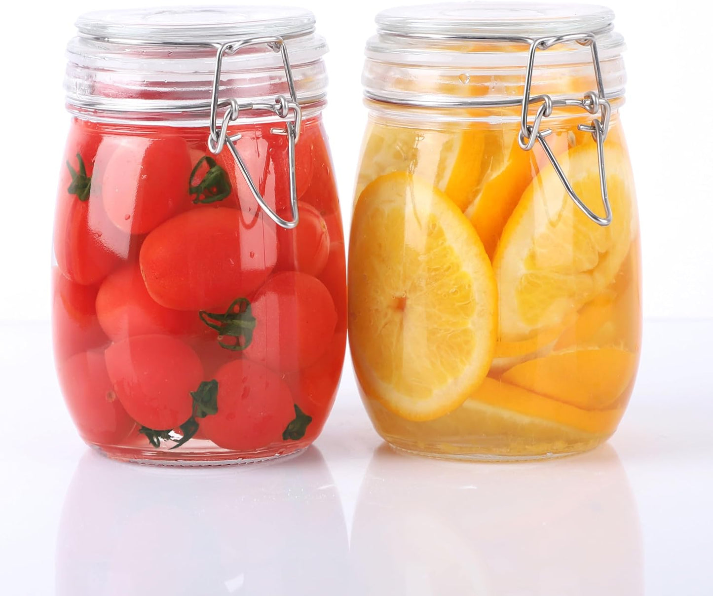 Glass Containers With Lids 16 Oz Wide Mouth Airtight Jars With Locking Lids 2 Pack Food Storage Canisters For Pantry Fridge Kitchen Rubber Sealed Glass Jars For Cereal, Oats, Sugar, Flour,Nuts,Candy