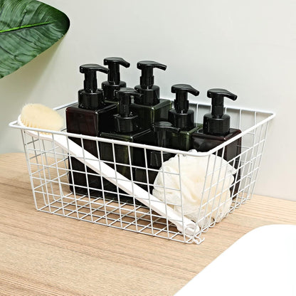 11" Upright Freezer Storage Baskets, Black Wire Storage Bins Small Bakset for Freezer, Pantry, Bathroom Organizing, Set of 2
