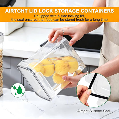 42pcs Airtight Containers, Clear Stackable Dry Food Storage | 42pk clear airtight containers with tight lids keep dry food fresh. Safe plastic, stackable for pantry kitchen storage