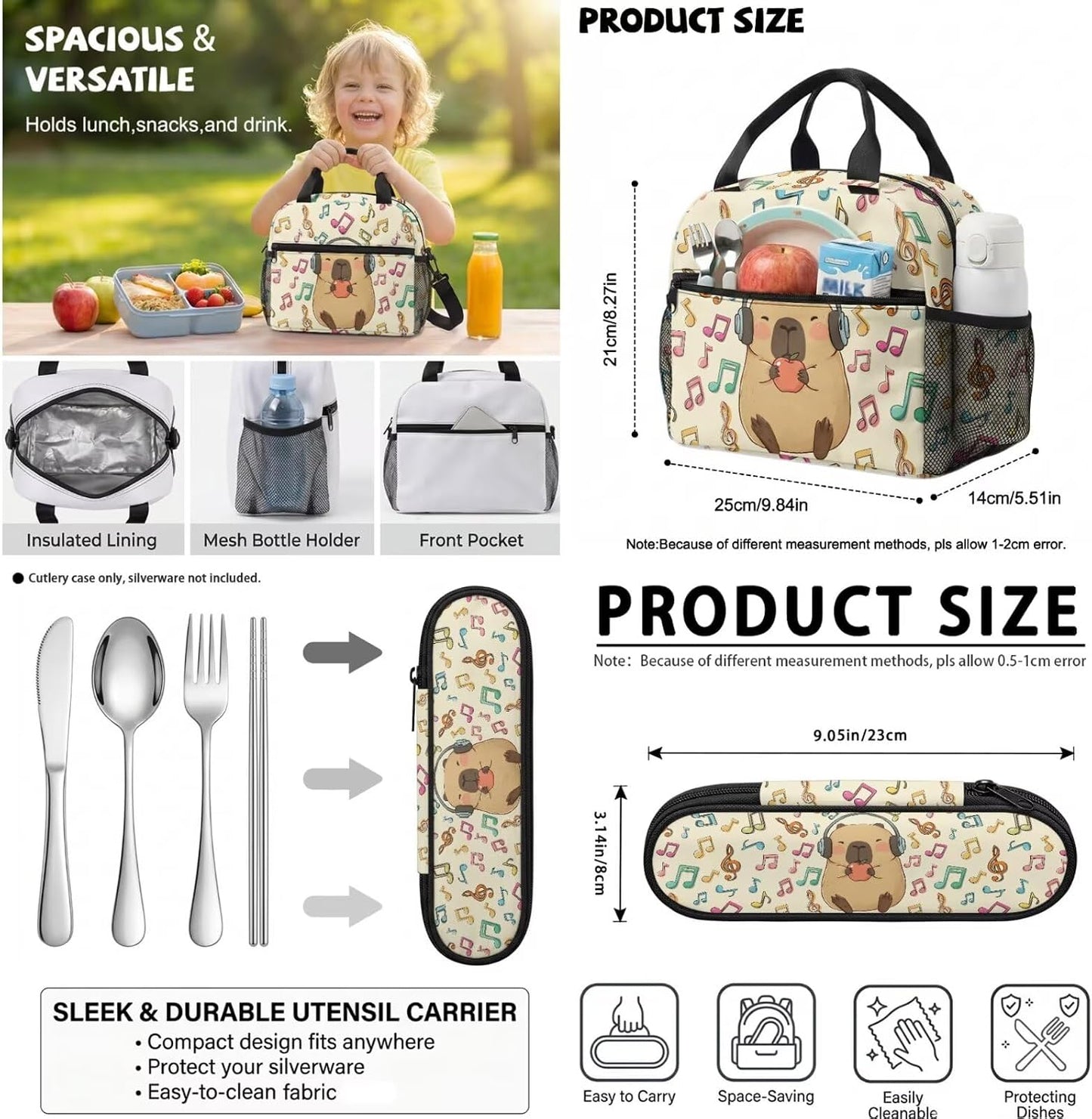 Highland Cow Backpack with Lunch Box Set for Kids Sunflower School Backpack for Girls Boys Back to School Bag Student Travel Backpacks Reusable Utensils Pen Case Water Bottle Bag 5PCS
