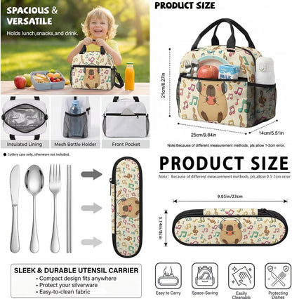 Highland Cow Backpack with Lunch Box Set for Kids Sunflower School Backpack for Girls Boys Back to School Bag Student Travel Backpacks Reusable Utensils Pen Case Water Bottle Bag 5PCS