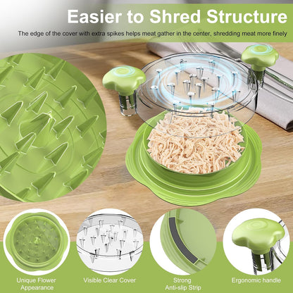 Chicken Shredder Tool Twist Large Meat Shredder with Brush&Fork, Black