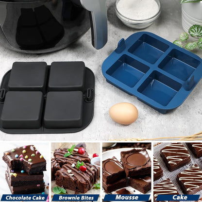 Webake 3PCS Silicone Air Fryer Muffin Pan for Baking 4 Cavity Air Fryer Egg Bites Silicone Mold, Nonstick BPA Free Muffin Tins