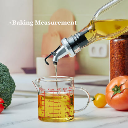 Ackers BORO3.3 Measure Glass -[Insulated handle | V-Shaped Spout]-Made of High Borosilicate Glass Measuring for Kitchen or Restaurant, Easy to Read, 60 ML (2 Oz) 丨(2 Pack)