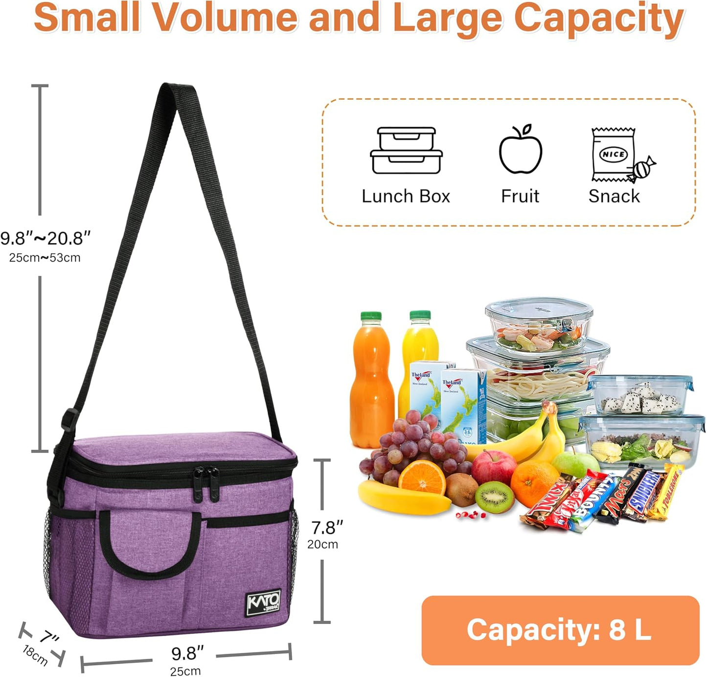 Tirrinia Insulated Lunch Bag for Women Men, Leakproof Lunch Box Containers for Adult, Work, School, Soft Lunchbox for Kids,Boys, Adult Cooler Bag for Picnic Hiking Beach,Charcoal