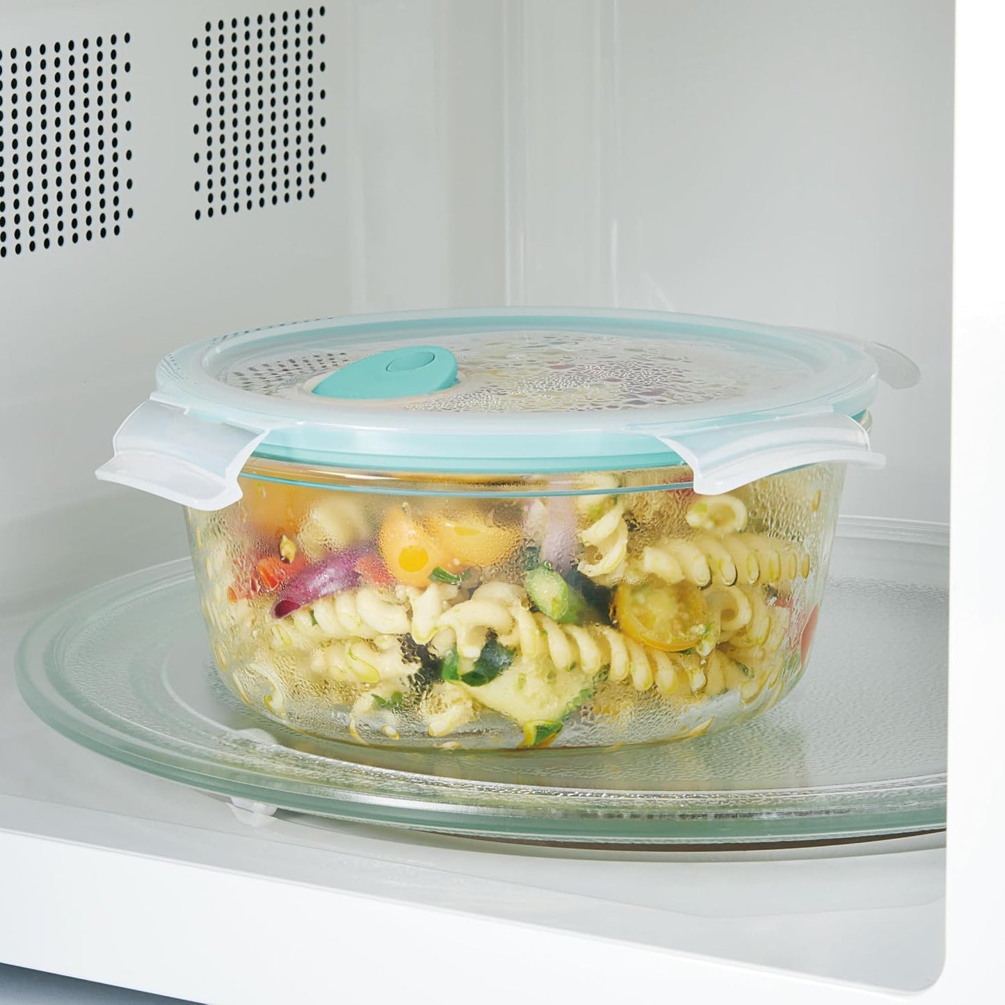 LOCK & LOCK Ovenglass Heat Resistant Glass Round Food Storage Container with Steam Vent, 32.12-oz / 4.02-cup