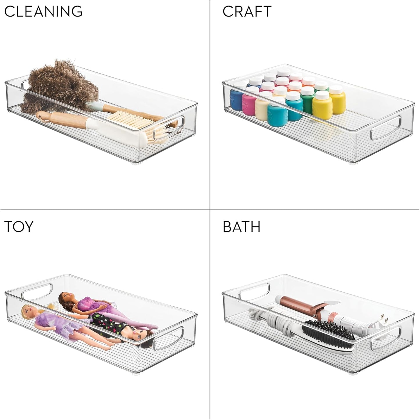 iDesign Slim Extra Long Clear Storage Bin, Narrow Stackable Organizer for Kitchen or Pantry