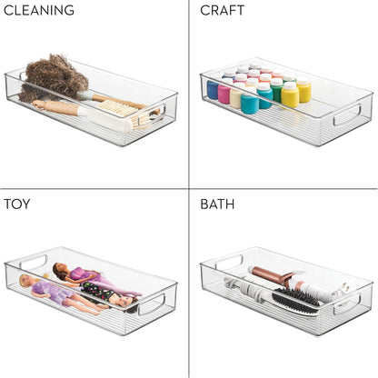 iDesign Slim Extra Long Clear Storage Bin, Narrow Stackable Organizer for Kitchen or Pantry