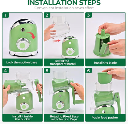 SUSTEAS Rotary Cheese Grater Hand Crank, Kitchen Shredder Vegetable Slicer