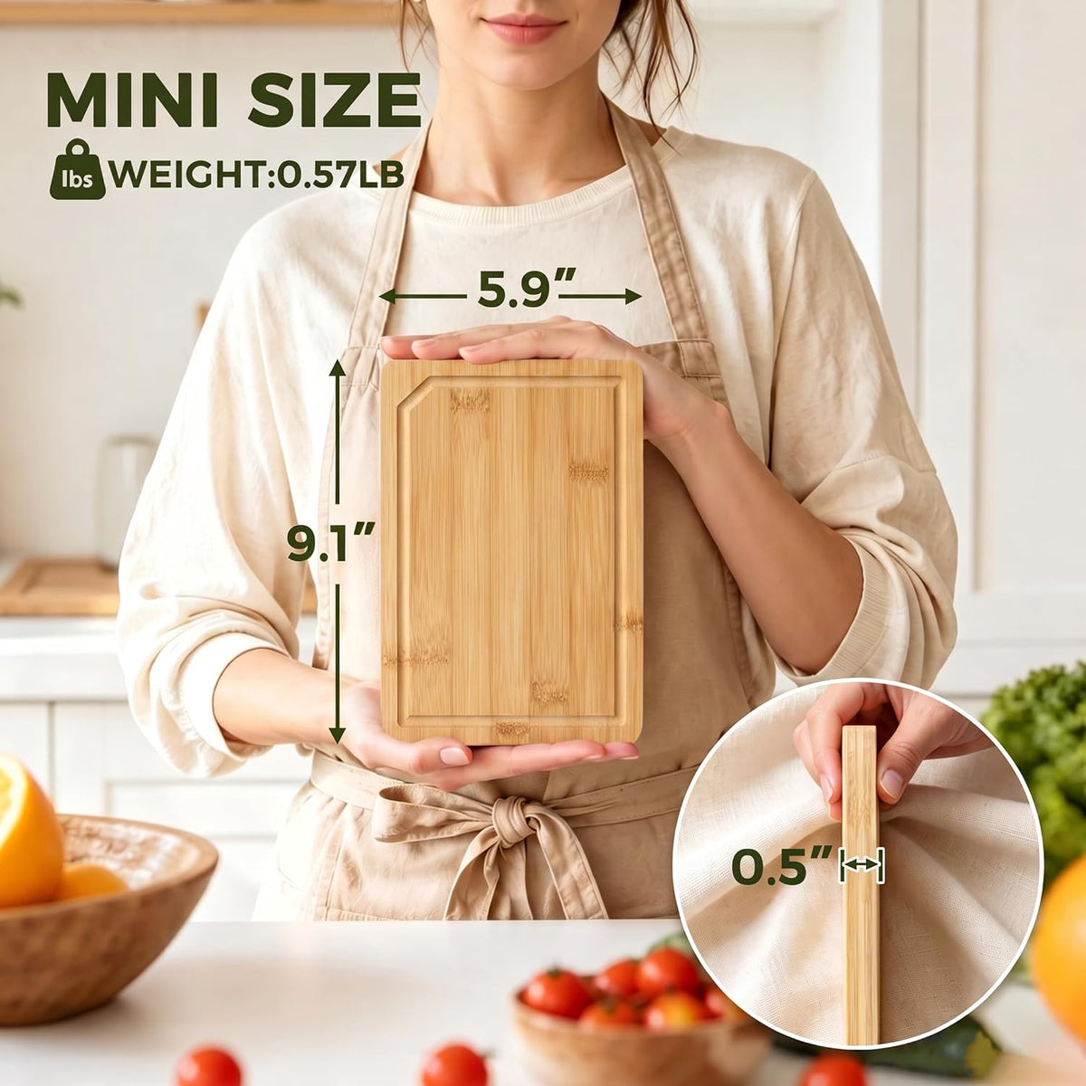 Kikcoin 17"×11" Bamboo Cutting Boards for Kitchen, Knife-Friendly Food Grade Wooden Cutting Boards for Kitchen, Charcuterie, Extra Large Chopping Boards with Deep Juice Groove, Reversible, Natural