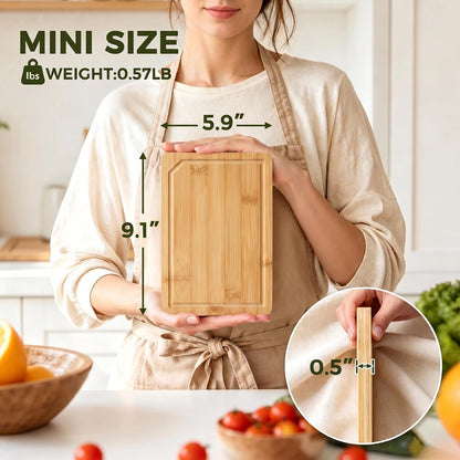 Kikcoin 17"×11" Bamboo Cutting Boards for Kitchen, Knife-Friendly Food Grade Wooden Cutting Boards for Kitchen, Charcuterie, Extra Large Chopping Boards with Deep Juice Groove, Reversible, Natural