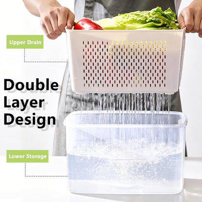 bealy 2 Pack Refrigerator Organizers and Storage, Stackable Clear Pull out Drawer Organizer Bins, BPA-Free Fridge Organizer and Storage for Fruit, Produce, Drink, Snack and Food Storage Containers