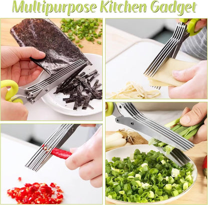 2027 New Herb Scissors with 5 Thickened Sharp Blades