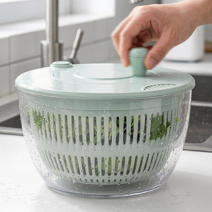 Salad Spinner Large, Lettuce Spinner with 5 Blade Slicer, 5.5 Qt Vegetable Wash Bowl, Fruits & Herb Lettuce Dryer with Egg Yolk Strainer for Efficient Salad Preparation and Food Washing