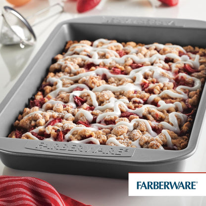 Farberware Nonstick Bakeware Rectangular Cake Pan with Lid, Cake Pans For Baking, 9-Inch x 13-Inch, Gray