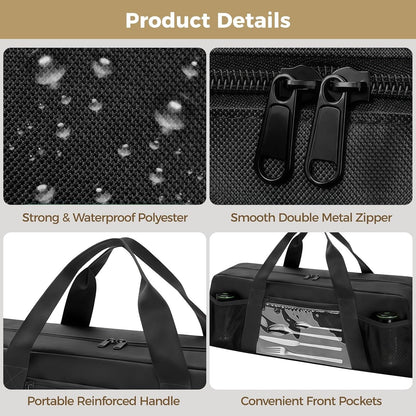 Grill Tool Storage Bag, Outdoor BBQ Utensil Holder for Barbecue Tool up to 20", Large Grill Utensil Storage Caddy with Pockets, BBQ Accessories Case Container for Camping, Bag Only, Black