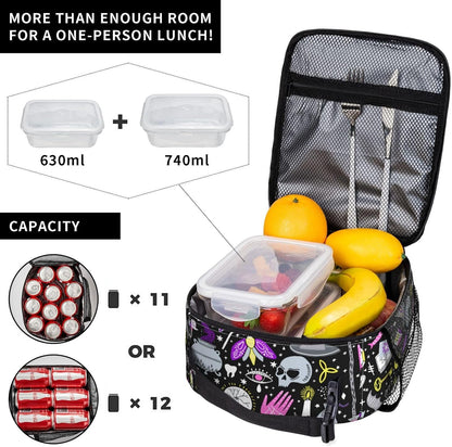 Black Cat Reusable Lunch Box Food Bag Insulated Lunch Bag for Teenage Boys Girls School Beach