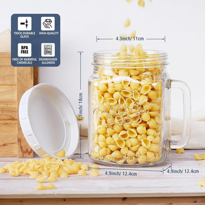 Folinstall 74 oz/2160 ml Glass Jar with Lid, Wide Mouth Airtight Glass Storage Jar, Quart Pantry Organization Mason Jar For Fridge, Food Storage Container For Sugar, Flour, Pickle, Coffee, Candy