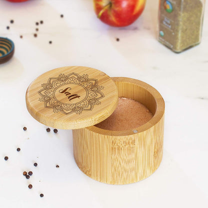 Totally Bamboo Salt Cellar with Swivel Lid, Salt Container for Countertop