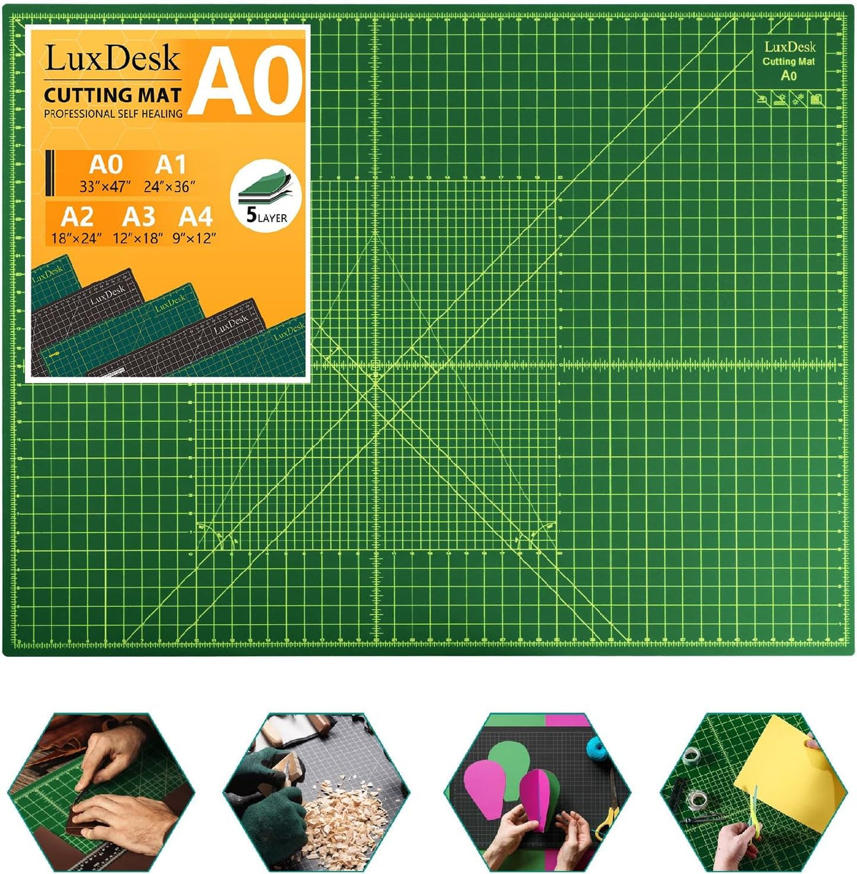 Self Healing Cutting Mat A0, 36 x 48 in 5-Layer Double-Sided Rotary Sewing Mat, Large Craft Cutting Board Suitable for Fabric Cutting, Sewing, Crafts, and Quilting
