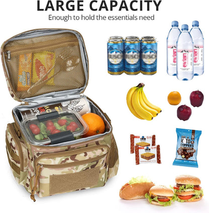 Lunch Box for Men, Tactical Lunch Bag MOLLE Webbing Leakproof Insulated Lunch Cooler Women Adult Meal with Adjustable Shoulder Strap Lunch Pail (Blue)